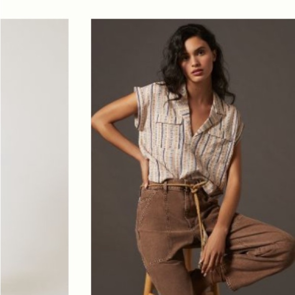 Anthropologie boxy cropped blouse